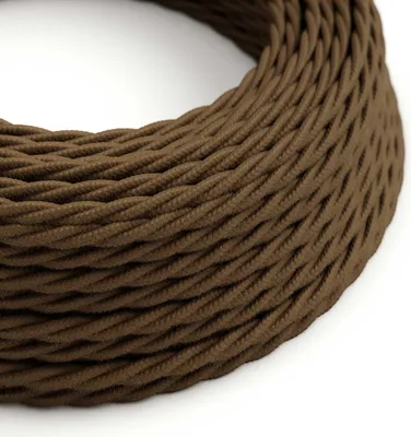 Immagine prodotto di Creative-Cables Cavo elettrico rivestito in tessuto, 3x0,75 mm², 1 m, Marrone Espresso TC13, Cotone trecciato