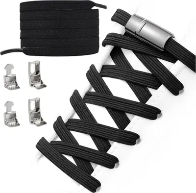 Obrázek produktu pro Univerzální elastické tkaničky s magnetickým zapínáním, černé, délka 100 cm