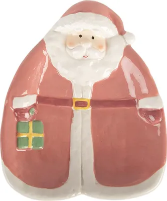 Produktbild von Clayre & Eef Frühstücksteller Weihnachtsmann 20x16x4 cm Rosa Keramik