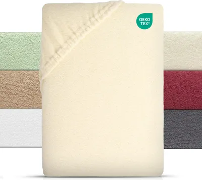 Produktbild von Teddy Fleece Spannbettlaken Boxspring 180-200x200-220 cm, Warmes Winter Bettlaken Natur