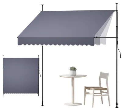 Immagine prodotto di VEVOR, tenda a rullo avvolgibile da 250 cm, tenda regolabile in altezza con manovella, tenda da terrazza con protezione solare UPF 80+, tenda parasole, tenda da balcone, ideale per terrazza, balcone e giardino, colore grigio scuro