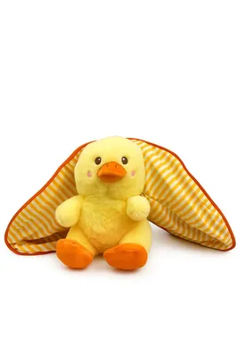 Produktbild von Plüschtier Ente im Beutel 25 cm Gelb – Weiches Stofftier mit Tragetasche, Kuscheltier für Kinder