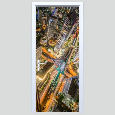 Immagine prodotto di Adesivo per porte in tessuto "Luci della città di notte", 563PD
