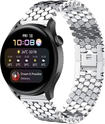 Produktbild von Strap-it Huawei Watch 3 (Pro) Stahl-fischarmband (Silber)