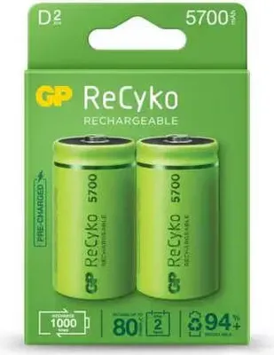 Obrázok produktu pre GP Batteries B2145, D, Nikel-Metal Hydrid (nimh), 1,2 V, 2 kusov, 5700 mAh, Zelená