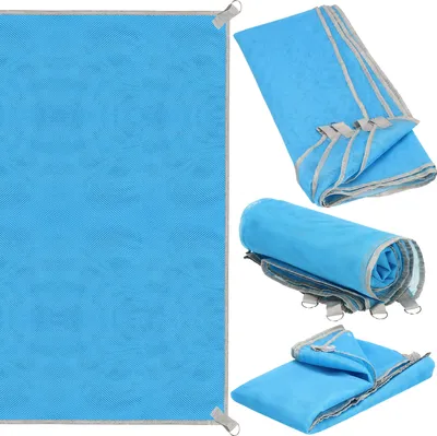 Produktbild von Strandmatte große Stranddecke Sandfrei 150 x 200 cm Picknickdecke Strandtuch Schnelltrocknen Metall-Halterungen Doppel-Mesh-Gewebe