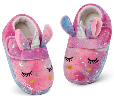 Produktbild von LACOFIA Kleinkind Mädchen Hausschuhe Weiche Kuschelige Kinder Plüsch Pantoffeln
