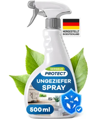 Produktbild von Gerobug Ungeziefer-Spray 500 ml – Mittel gegen Insekten und Ungeziefer schnell & effektiv loswerden mit Langzeitwirkung - Hochwirksam (PT19)