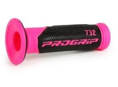 Image de Progrip poignées en caoutchouc poignées de guidon 732 rose noir caoutchouc pour moto scooter cross quad 22mm 25mm