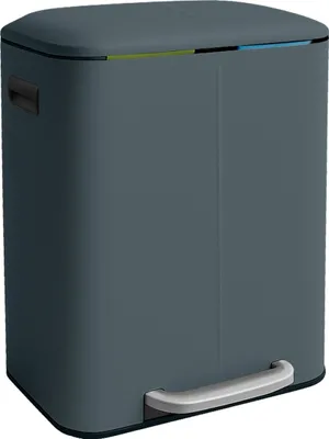 Produktbild von Relaxdays Mülleimer, 2 Fächer, 2x 20 l, entnehmbare Inneneimer, Softclose, Fußpedal, Metall, Mülltrenner Küche, grau