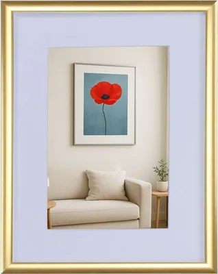 Produktbild von New Lifestyle Kunststoff Bilderrahmen mit Passepartout & Klarglas Collage Wanddeko Poster - Farbe: Gold | Format: 15x20