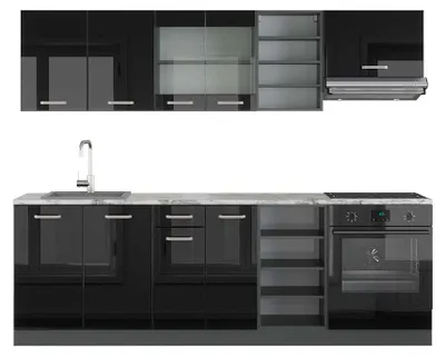 Obrázek produktu pro Kuchyňský kout Vicco R-Line Vysoce lesklá černá/antracitová 240 cm , PD Mramor, Model 42905