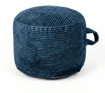 Obrázek produktu pro Kulatá sedací podložka – otomanka a podnožka – potah z tkaniny – výplň z pěny – 50 x 35 cm – obývací pokoj – tmavě modrá