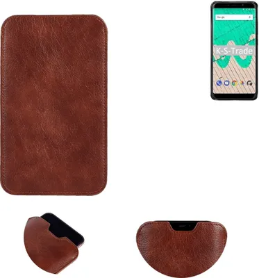 Produktbild von K-S-Trade Schutzhülle Handyhülle kompatibel mit Wiko View Go Handytasche Kunstleder Sleeve in braun