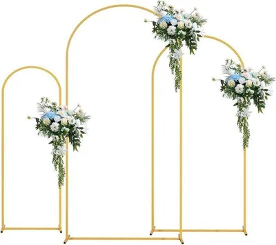 Productafbeelding van 3 stuks metalen boog voor bruiloften - gouden frame voor bruiloftsboog - decoratie voor verjaardagsfeestjes - bruidsdouche, babyshower, ceremonie.