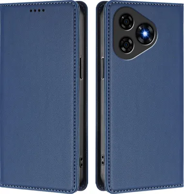 Image de Étui en cuir pour Ulefone Note 19, étui à rabat magnétique en cuirPolyuréthaneavec support, bleu foncé
