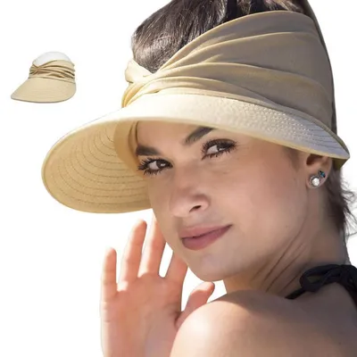 Immagine prodotto di Cappello da sole da donna, cappello estivo, cappello da spiaggia, visiera, protezione UV, taglia unica, color beige