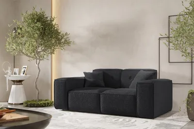 Produktbild von Sofa Designersofa CESINA 2-Sitzer in Stoff Ascot Bukla Schwarz
