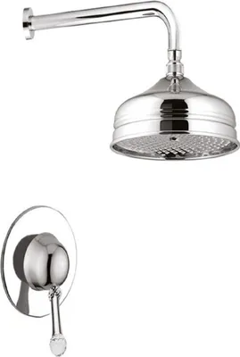 Produktbild von Casa Padrino Luxus Duscharmaturen Set mit Swarovski Kristallglas Silber - Brauseset - Einhelbelmischer mit Kopfbrause - Badezimmer Duschgarnitur