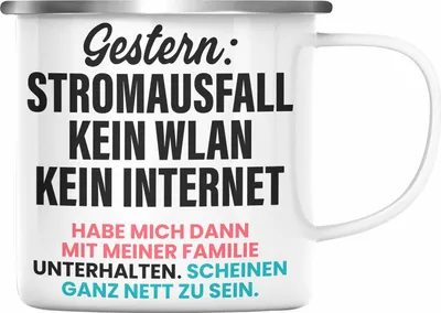 Produktbild von Trendation - Gamer Emaille Tasse Geschenk Jungen Zocker Mitbringsel Männer Zocken Gaming Geschenkideen PC Kinder Zubehör Spruch Lustig Stromausfall (Silber)
