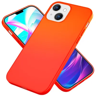 Produktbild von Hülle für iPhone 14 Plus - Bunte Neon Silikon Handyhülle Samtig Rutschfest Cover Orange