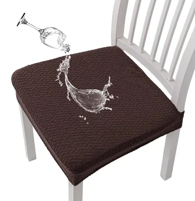 Immagine prodotto di Coprisedie in tessuto jacquard, impermeabili, per la sala da pranzo, elasticizzati, confezione da 2, colore caffè