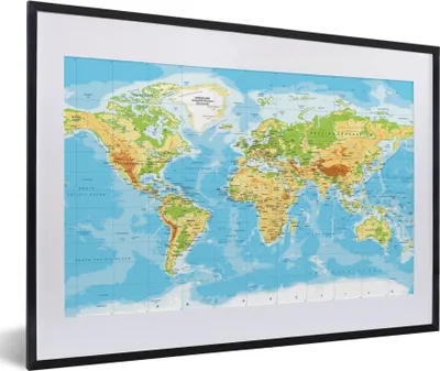 Produktbild von MuchoWow® Gerahmtes Poster Weltkarte - Statistisch - Blau - Erde - Bildung 60x40 cm - Poster mit Schwarzem Bilderrahmen Wandposter Rahmen Foto Bilder - Schlafzimmer - Plakat in Rahmen - Drucken