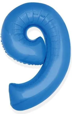 Obrázek produktu pro Balón foliový číslice MODRÁ 35 cm - 9  ( NELZE PLNIT HELIEM )
