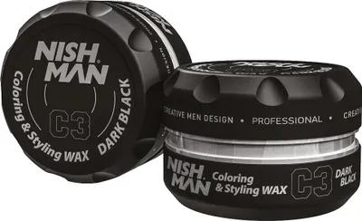Obrázek produktu pro Nishman | Vosk na barvení vlasů - barvicí vosk, pomáda pro styling a barvení vlasů Dočasné barvení - ČERNÁ barva