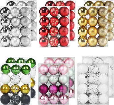 Image de CASARIA® Set de 24 boules de Noël en plastique robuste Décoration pour sapin rouge Ø 6cm Décoration de Noël intérieur