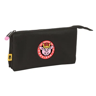 Produktbild von Dreifaches Mehrzweck-Etui Kings League Porcinos Schwarz 22 x 12 x 3 cm