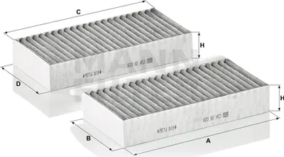Produktbild von MANN-FILTER CUK 26 028-2 Innenraumfilter Pollenfilter passend für MERCEDES-BENZ M-Klasse (W166) Aktivkohle