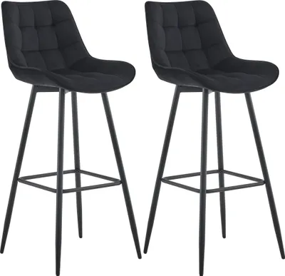 Produktbild von CLP 2er Set Barhocker Dartford | Farbe schwarz Material Samt