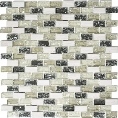 Produktbild von Glasmosaik mit Naturstein XIC B1152 mix graugrün 30x28,5 cm