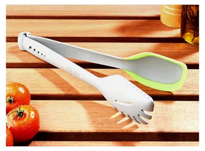 Produktbild von 5-in-1 Küchenhelfer Salat- und Servierbesteck Teigschaber Nudelzange Kräuterabstreifer Spaghetti Zange