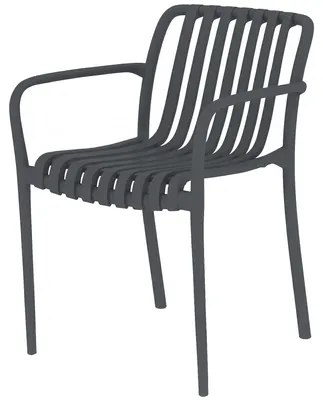 Produktbild von Gartenstš¹hle 4er Set Stapelbare Terrassenstš¹hle mit Lamelldesign Armlehnen, Ergonomisch Dunkelgrau