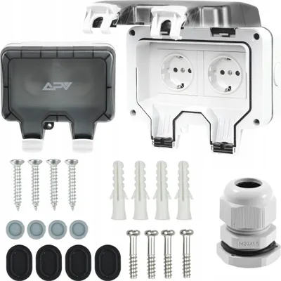 Produktbild von IP66 Steckdose 2-Fach Aufputz Wandsteckdose Gartensteckdose Außensteckdose Doppel Schuko Outdoor