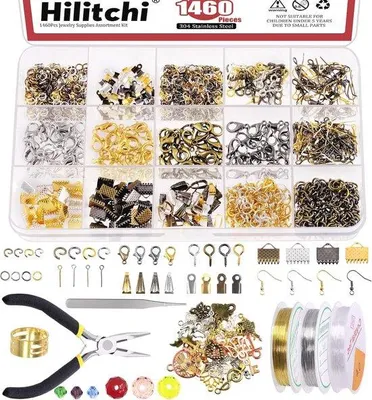 Produktbild von Famanu Schmuckherstellung Zubehörset - 1616 Teile mit Perlen, Drähten und Werkzeug
