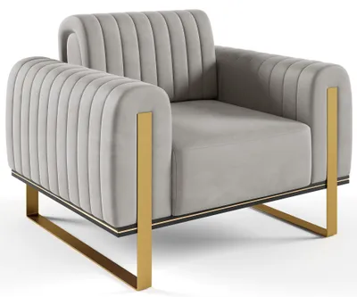 Produktbild von Selsey Parissa - Sessel, Samt Hellgrau goldene Füße, 106 cm