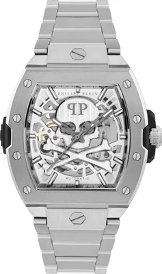 A close-up studio shot of a men's wristwatch against a white background.