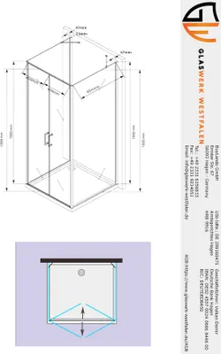 Produktbild von Glaswerk Westfalen- Nora 100x100x100cm U Duschkabine Klarglas