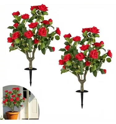 Produktbild von 2er-Pack Kunstpflanzen Rosenbäume 80 cm