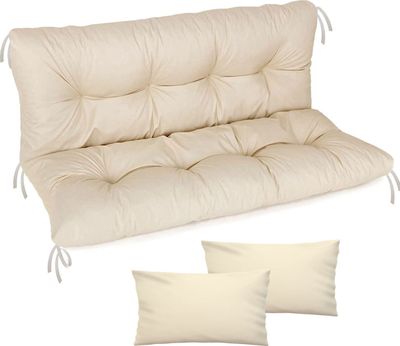 Auflage für Hollywoodschaukel 100x50x50 Gartenbankauflage Bank Sitzkissen Rückenkissen Polsterauflage Matratze Gartenpolster, Beige [133]