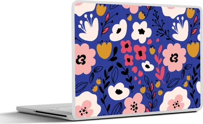 Produktbild von MuchoWow® Laptop Aufkleber Sticker Cover Blumen - Blätter - Muster 32.5x23.5 cm - Sticker für Laptop - Selbstklebend