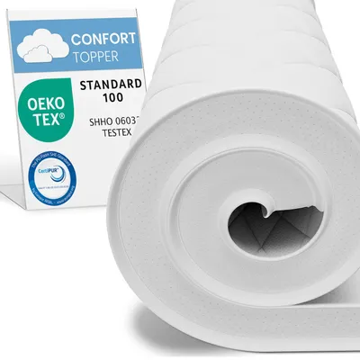 Produktbild von ELONEO Komfortschaum Matratzen Topper 80x200cm, 6 cm Höhe, atmungsaktiver Matratzentopper, Matratzenauflage für Bett und Boxspringbett
