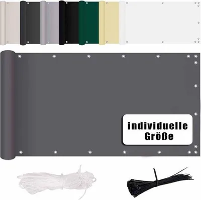 Obrázek produktu pro Balkonová zástěna, šedá, 85 x 700 cm – ochrana před větrem a UV zářením pro zábradlí, včetně montážního materiálu