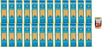 Produktbild von De Cecco Spaghetti Nr. 12, Italienische Hartweizennudeln, 24 Packungen à 500g, Pasta aus 100% italienischem Hartweizen, + Italian Gourmet polpa 400g