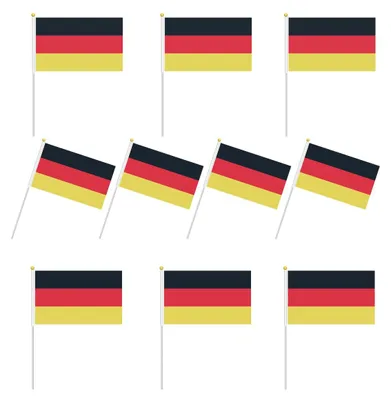 10er-Set Deutschlandflaggen 21×14 cm mit Stiel, für Dekoration