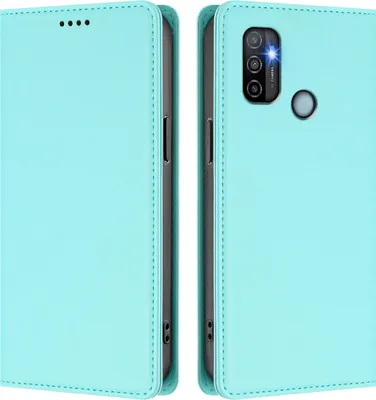 Image de Etui cuir pour Oppo A11s/A32/A53s 4G/A53s 4G/A32 2020, étui magnétique en cuirPolyuréthaneavec support Vert Menthe