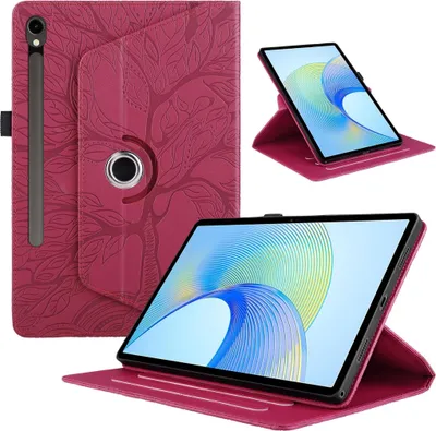 Obrázek produktu pro Pro Samsung Galaxy Tab S10 FE Plus 360° designové pouzdro z umělé kůže, červené